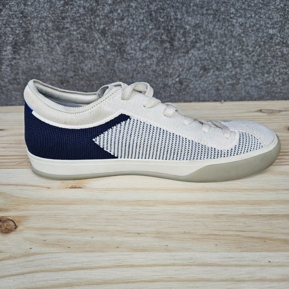 Rothy’s Lace Up Sneakers Classic Navy and Cream Striped - Picture 9 of 12